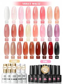 peacecolor 30 قطعة مجموعة طلاء أظافر جيلي شبه شفاف، تشمل طبقة أساس وطبقة علوية؛ مجموعة 25 لون طلاء أظافر جيلي، تشمل مزيل رطوبة الأظافر وجل الأساس، مناسب لتصميم مناكير المرأة، هدية صالون لرأس السنة، تصميم أظافر عيد الحب - متعدد الألوان - مشاهدة 10