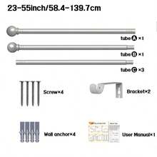 银色浪漫风格金属小圆头窗帘杆，设计时尚，安装简便，适用于各种窗户类型 - 銀色 - 查看 4
