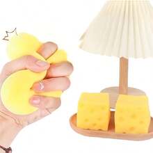 Squishy Square Cheese Squeeze Toys Slow Rebound Push Stress Relief Sensory Toy Soft Butter Cheese Fidget Toy Christmas Present - Multicolor - View 6