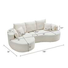 MERAX 106" Curved Modular Sectional Sofa, Comfy Sofa Couch With Chaise Lounge, Modern Cloud Couch With Deep Seat, Fabric Upholstered Set For Living Room Bedroom,White - 白色 - 查看 2