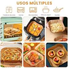 100Pzas Papel para Freidora de Aire, Forro Redondo Desechable para Freidora de Aire, Papel para Freidora, Horno, Microondo, Vaporera - 20 cm + 4,5 cm - Ver 6