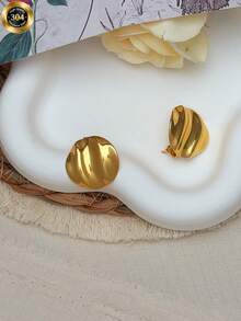 Cercei cu șurub din oțel inoxidabil, cu stea aurie, cercei vintage din metal în relief, cadou de ziua de naștere, cadou de sărbătoare pentru cea mai bună prietenă a ta, cercei cu șurub din oțel inoxidabil, bijuterii din oțel inoxidabil - Aur - Vizualizare 7