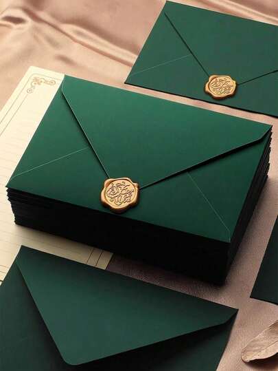 20/10/5pcs High-Quality Green Envelopes, Wedding Invitation Cards, Western Business Invitation Letters, Premium Texture, Halloween, Christmas, Party Decorations, Envelope Cards, Personalized Gifts, High-Quality Envelopes, Friend Gift Cards, VIP Invitation Letters, Dark Green Envelopes