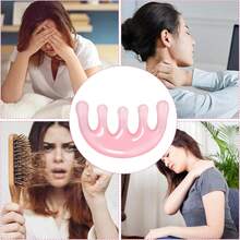 1pc Resin Massage Comb Scalp Massage Tool For Scalp Care Muscle Relaxation Gua Sha Meridian Massage-Tool For Head And Neck - Pink - View 5