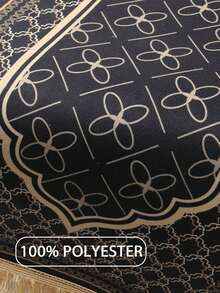 1件穆斯林祈祷垫，50*80厘米涤纶水晶绒黑色金色流苏祈祷垫，伊斯兰土耳其祈祷垫，防滑折叠家庭祈祷垫，朝觐用品，斋月派对用品，开斋节派对用品，适合室内外使用，宰牲节，斋月，朝觐，伊斯兰新年礼物，斋月礼物，开斋节礼物，派对礼品 - 黑金Eid - 查看 4