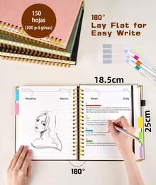 1 pieza Cuaderno espiral con tapa dura y divisores extraíbles, 300 páginas, cuaderno de 5 materias con tapa con rayas, Estudiantes de ambos sexos libretas,Disponible para: oficina/ agenda/ papeleria/ útiles escolares, regreso a clases,buscar rápida Contenido escrito(Rosa ) - Rosa Pálido - Ver 5