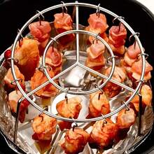 1个空气炸锅立式烤肉串架，家用及房车烧烤配件，立式空气炸锅烤架，适用于鸡腿/鸡翅，均匀加热烧烤工具