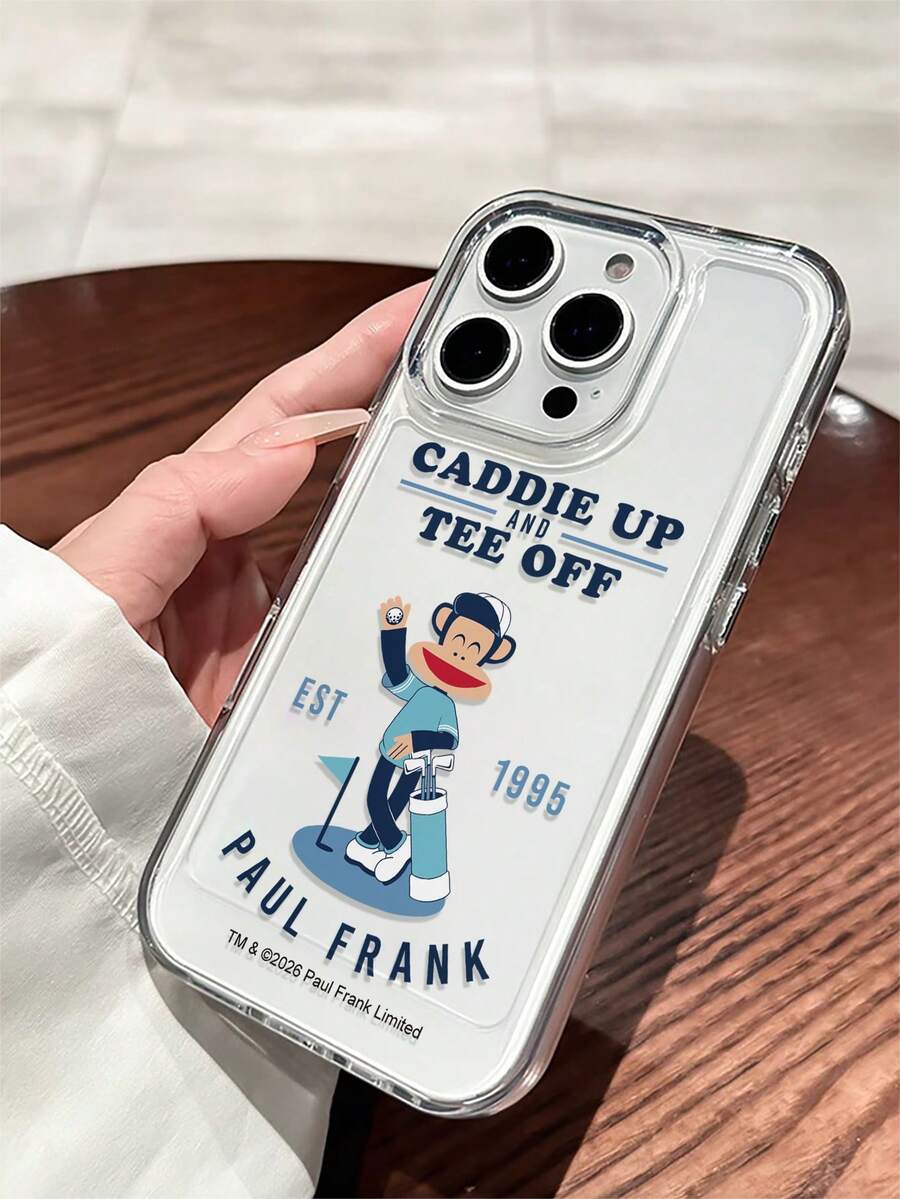 Official Licensed Paul Frank Transparent Space Case Phone Case, Full Coverage Shockproof Camera Protection, Golf Ball Monkey Letter Pattern, New Compatible With IPhone 13/14/15/16/17 Pro Max Phone Protective Cover - Multicolor - View 1