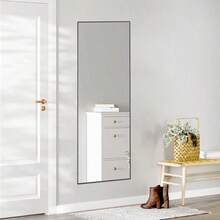Gianna 65x24 High - Quality Full Length Mirror, Aluminum Alloy Frame Ensures Stability, Standing Design Bedroom, Black - 預設 - 查看 8