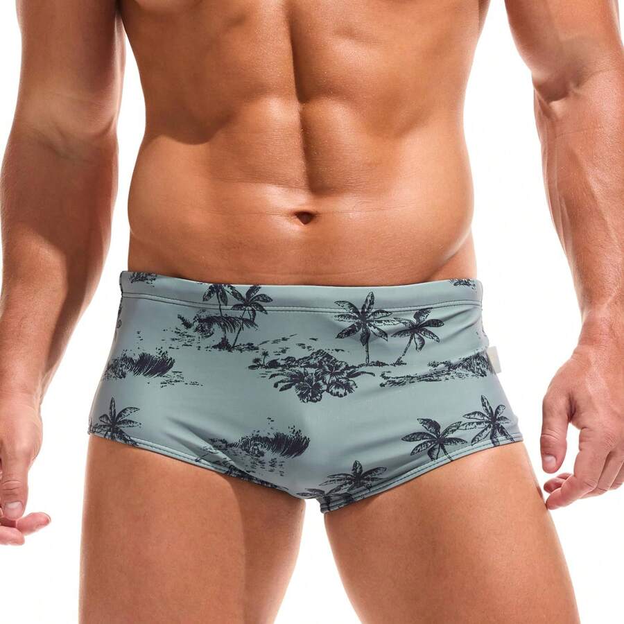 Summer Swimwear Men Swimsuit Boy Swim Suits Boxer Shorts Swim Trunks Swimming Surf Beach Wear Men Swimming Trunks - Green - View 1