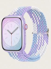 1pc Elastic Woven Single Loop Watch Band, Compatible With Ultra 49mm/45mm/44mm/46mm/42mm/41mm/40mm/38mm For Men And Women, Soft Nylon Elastic Woven Strap, Replaceable For Ultra 2/3, Series 11/10/9/8/7/6/5/4/3/2/1/SE, Ideal Gift For Back To School Students - Violet - View 1