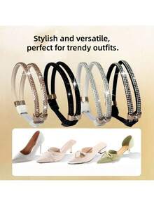 1 Pair Removable, No-Installation High Heel Anti-Slip Laces, Anti-Loose High Heel Ankle Straps, Self-Adhesive High Heel Decorative Straps,Shoe,Spring Summer Picks,Brides Maid Gifts,Room,Bedroom Deccor,Bedroom Deccor,Beach,Travel,For Men,For Women,Vacation - Diamond - View 2
