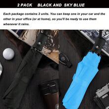 Two Packs Auto Open & Close Small Travel Umbrella Compact For Backpack-Umbrellas For Rain, Lightweight Strong Mini Portable Umbrellas For Men And Women.. (Black & Light Blue, 2 Pack),42Inch-2Packs,Black&LightBlue - Hitam & Biru Muda - View 8
