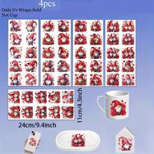 40PCS Valentines Gnome Theme Rub On Transfer Stickers Vinyl Decals Set - Versatile , Gnome Love Roses Pattern Theme Sticker For Cup, Furniture, Glass, Easy Apply DIY Home & Life Inspired - Multicolor - View 1