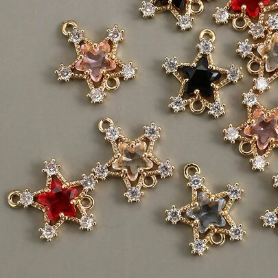 2Pcs 18x16mm Star Glass Pendant For Jewelry Making Bracelet Earring Diy Handmade Accessories