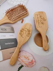 LICVIC Custom Wood Air Cushion Comb, Personalized Detangler Brush, Customized Text Hair Brushes For Women, Customizable Name Hair Brush, Hairbrush, Hair Brush For Men, Wedding Gift, Travel Comb, Valentine'S Day, Gifts For Mothers, Couples, Family, Family
