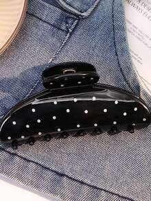 3/1pc Elegant Simple Retro Large Black And White Polka Dot Hair Claw Clip, Suitable For Parties, Tea Parties, And Beach Fashion For Women, Hair Accessories, Dress-Up Hair Clip Hair Bow - Multicolor - View 8