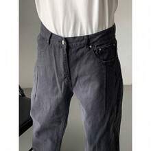 Jeans para hombre Trendy Loose Alta Cintura Piernas rectas Pantalones holgados Denim lavado vintage Estilo In Slim Fit Piernas anchas Pantalón callejero a la moda - Negro - Ver 7