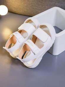 1 Pair Girls' White Casual Sneakers, Fashionable, Lightweight, Soft Sole, Non-Slip, All Season - White - View 3