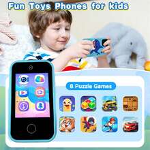 Kids Smart Phone Toy, Equipped With 2.8-Inch HD Touch Screen, Shark-Shaped Design, Suitable For 3-12 Year Old Boys And Girls, Ideal Christmas And Birthday Gift, Built-In Educational Games, Dual Cameras And Music Player - Multicolor - View 8