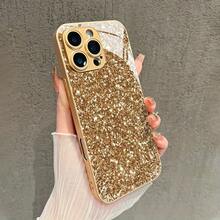 Gold Glitter Pattern Luxury-Inspired Electroplated Design Glass Phone Case For IPhone 17 Air/16/15/14/13/12 Pro Max/17 16 15 14 Plus/13 12 11 Thickened Soft-Edged Hard-Backed Anti-Drop Protective Case Suitable For Samsung S20 S21 S22 S23 S24 S25 FE/ULTRA/PLUS A05 A06 A14 A15 A16 A24 A25 A26 A34 A35 A36 A54 A55 A56 - Vàng - Xem 7