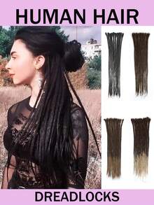10-Strand Handmade Dreadlock Extensions, Real Human Hair, 0.6cm Wide, Reggae Hip Hop Style - Natural Black - View 1