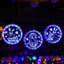 مصباح معلق للعيد، متوفر بأنماط متعددة، مصباح معلق مضيء بشكل بيضة عيد الفصح والأرنب، ديكور جو العطلات للخزانة والنافذة الداخلية، مصباح بكوب شفط، أضواء LED متعددة الألوان، مصباح جو العطلات، مناسب لمناسبات مختلفة، ديكور، إضاءة ليلية، تعمل ببطاريات (البطاريات غير مشمولة) - متعدد الألوان - مشاهدة 1