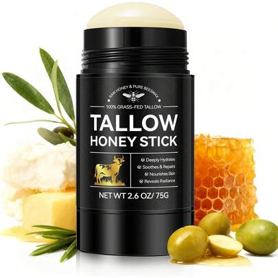 Tallow Honey Stick 100% Grass-Fed Tallow & Raw Wild Honey Balm For Dry & Sensitive Skin – Moisturising Nourishing Skin Barrier Support – Natural Shea Butter Olive Oil – Face & Body Care 75g