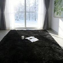 Durable Soft Fluffy Solid Color RoomDecor Carpet, 1 Count Decoration Mats For BedroomBedside Bay Living Room, Home Decor,Household Ltems, Rugs Bedroom, Decorative Area Rug,Fuzzy Rug,Soft Modern Shaggy Rug,Room Deocr,Valentine's Day,Bedroom Deccor - màu đen - Xem 8