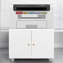 Techigher Metal Printer Stand, Printer Cabinet With Storage, Mobile Printer Table With Wheels & 2 Door, Metal File Cabinet For Home Office Small Spaces - White_2 Layer - View 4