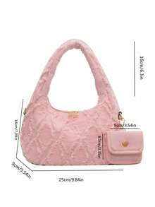 Set de 2 bolsos de mano y bolsas de tela vaquera lavada de moda - Rosa - Ver 6
