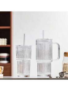 Bộ 2 cốc thủy tinh dung tích lớn 26oz, thiết kế trong suốt, thời trang với tay cầm tiện lợi, kèm nắp, cốc có ống hút, cốc đá, cốc cà phê văn phòng. Thích hợp làm quà tặng tốt nghiệp, quà tặng tiệc độc thân, quà tặng phù dâu, quà tặng Ngày của Cha, đồ trang trí Halloween, quà tặng Halloween. - trong suốt - Xem 7