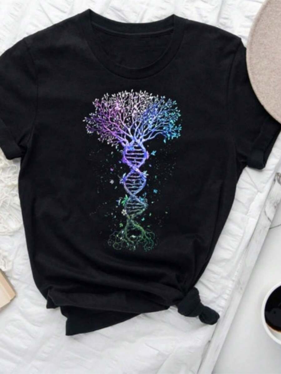 DNA Tree Of Life Shirt, Meditation Zen Tree of Life Shirt, Mystical Cosmic Shirt, Meditating Universe Shirt, Yoga Shirt, Yoga Instructor Tee - Negro - Ver 1