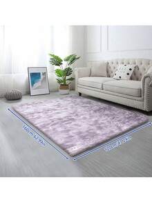 1pc Soft & Fluffy Rectangular Area Rug, Plush Bedroom Carpet, Thick Anti-Slip Anti-Fall Floor Mat, Living Room Large Small Rug