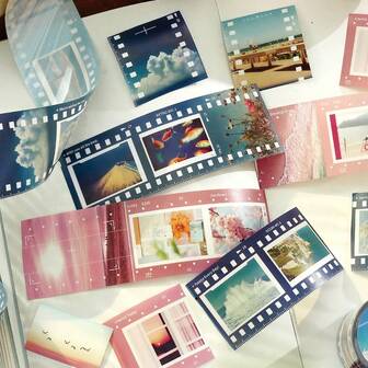 40mm*3M Cinta decorativa de película retro con paisajes artísticos, versátil para manualidades de scrapbooking. Diseños de flores, plantas, sakura, diario, planificador, materiales DIY, collage decorativo, pegatinas lindas, cinta impermeable, artículos de papelería, útiles escolares