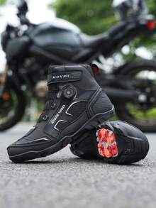 Motorcycle Shoes, Off-Road Motorcycle & Street Bike Gear, Racing Boots, Suede Leather Off-Road Motorcycle Boots, Professional Men's Motorcycle Boots - Black - View 2