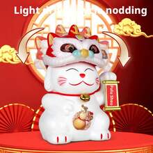 1个迷你2.5英寸/3英寸太阳能招财猫摆件，风水装饰，适用于家居、办公室、汽车、面包店、圣诞节、生日、周年纪念日、婚礼等场合。 - 2.5吋搖手招財貓 - 查看 12