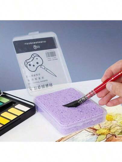 1 pieza Caja de esponjas de acuarela, Pincel especial de gouache humectante, Esponja con fuerte absorción de agua, Suministros de arte