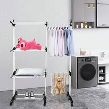 Clothes Drying Rack On Legs, Extendable, 3 Levels, Foldable Clothes Dryer, For Indoor/Outdoor Use, 75-142.5 X 64 X 170 Cm - Đen và trắng - Xem 6