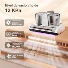 mhjAspiradora para Colchones Aspiradora para Cama con Luz UV-C Succión de 16Kpa Cepillos de Doble Tambor a 30000 RPM Aire Caliente a 60°C Ultrasonido 500W de Potencia para cama sofá cunasleeping Bags - 219156753 - Ver 3