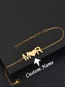 Custom Name Bracelet Personalized Couples Bracelet Gift For Mom Christmas Gift For Her 18K Gold Plated Jewelry Name Bracelet Valentine's Day Gift - Multicolor 3 - View 1