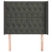 vidaXL Tête de lit avec oreilles Gris foncé 93x16x118/128 cm Velours - Grau - Übersicht 1