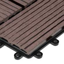 Bakaji 11-Piece WPC Tile Set For Outdoor Garden, Patio, Balcony, Flooring With Water Drainage, Interlocking Tile Assembly, Weather Resistant, Interlocking Design - Turtledove - View 2