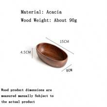 胡桃木水果盘，实木圆形沙拉碗，餐盘，碟子，家用水果盘，木托盘 - 棕色 - 查看 4