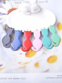 6pcs Cute Cat Charms, Double-Sided Enamel Pendant For Necklace, Earrings, DIY Jewelry Making - Cat - View 1