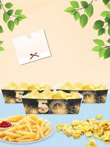 10pcs/20pcs/50pcs 50th Birthday Paper Snack Boat Trays Black And Golden Cheers To 50 Years Old Birthday Party Disposable Nacho Boats Snack Serving Trays For Men Women Birthday Anniversary Wedding Event Festival Party Decorations - 50th Birthday - View 4