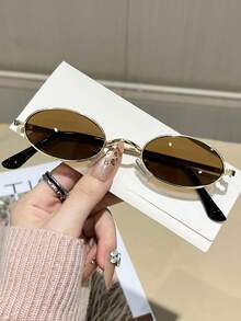 1pc Women Metal Cat Advanced Sense Unique Double Beam Design Metal Rimmed Eyeglasses Frame Classic Classy Aesthetic Minimalist Fashion Eyeglasses For Business Wedding Going Out Outfit - Multicolor - View 4