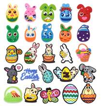 25pcs Plastic Easter Egg Shoe Charms, Easter Basket Egg Shoe Decorations, Happy Easter Shoe Accessories, Suitable For Shoe Decoration, DIY Crafts, Party Favors - Multicolor - View 1
