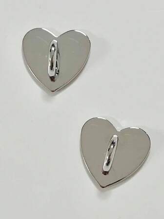 2ชิ้น สติกเกอร์กาวรูปหัวใจเรียบโลหะ อุปกรณ์เครื่องประดับ DIY, อุปกรณ์งานฝีมือแบบมีกาวในตัวสำหรับกระเป๋า, เคสโทรศัพท์, สายคล้อง