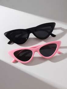 2-4 Pairs Fashion Sweet Pink Cat Eye Fashion Glasses For Teens, Suitable For Party And Ball Decoration - Multicolor - View 3